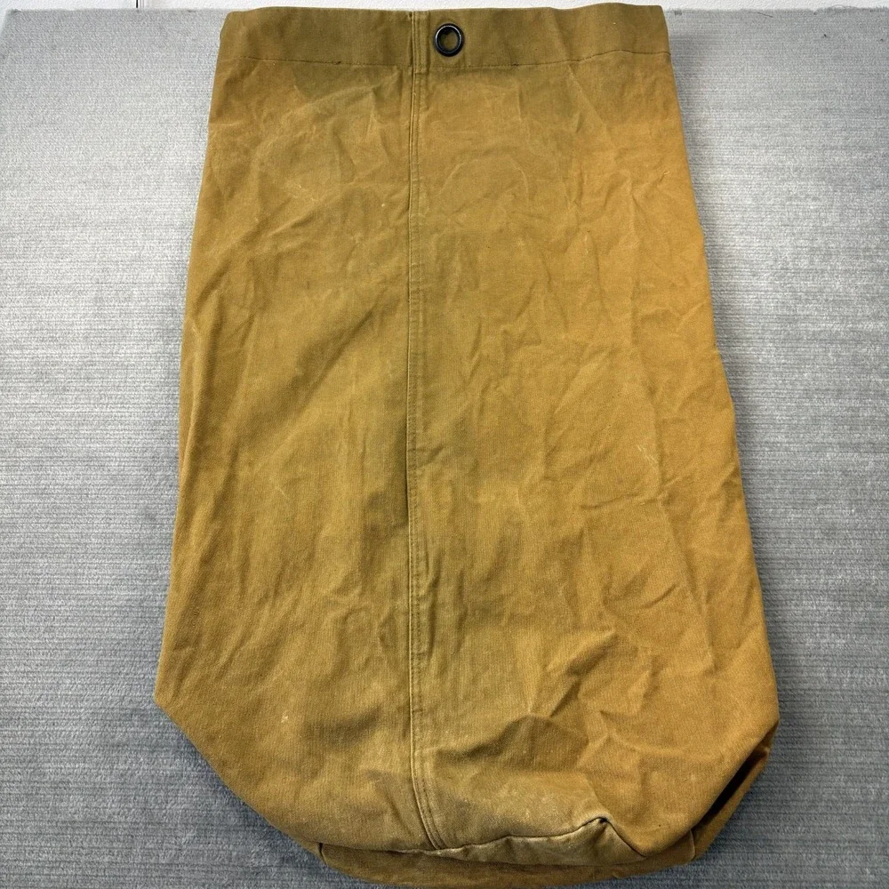 Vintage Military Duffle Bag Canvas Mustard Color Handle 1960's